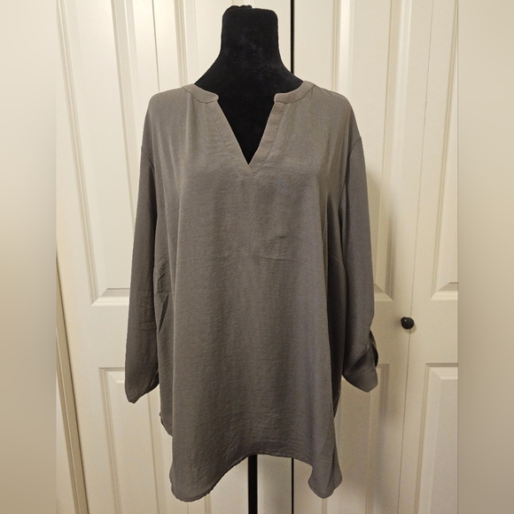 Maurices Womens Kahki 3/4 Sleeve Top Blouse Tunic SZ 2X - Picture 1 of 8
